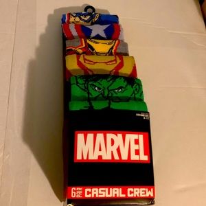 MARVEL BRAND NEW 6 PAIRS AVENGERS ADULT SOCKS FITS SHOE SIZE 5 to 10